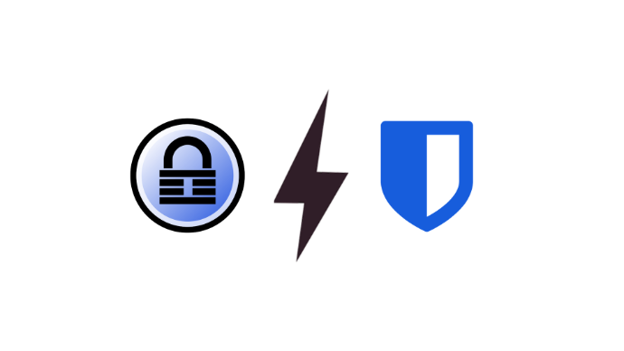 Bitwarden cloud password manager vs KeePass local password manager official logos side by side