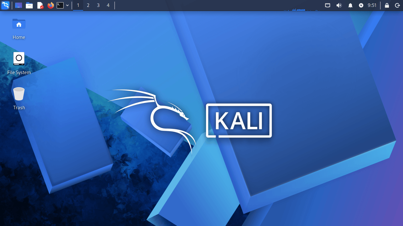 Kali Linux default desktop environment and official logo